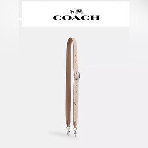 Coach Reversible Strap Smooth Leather In Signature Canvas. Silver/Sand/Taupe
